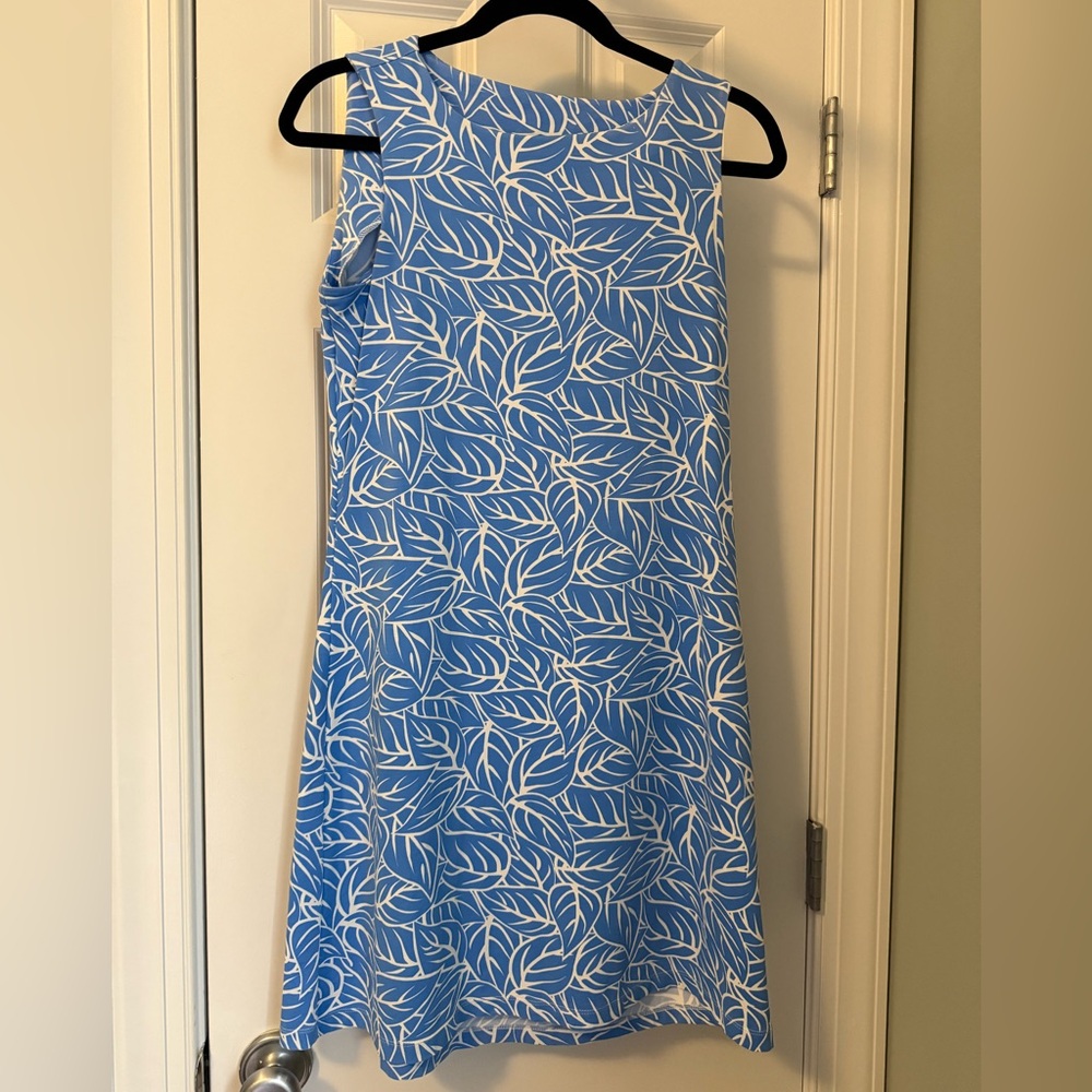 MAHI GOLD Blue and White Palm Frond Mini Dress